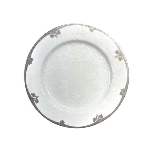Nikko Platinum Ambrosia White‎ Embossed Fruit & Leaf Design NOS 8” Salad Plate - Picture 1 of 4